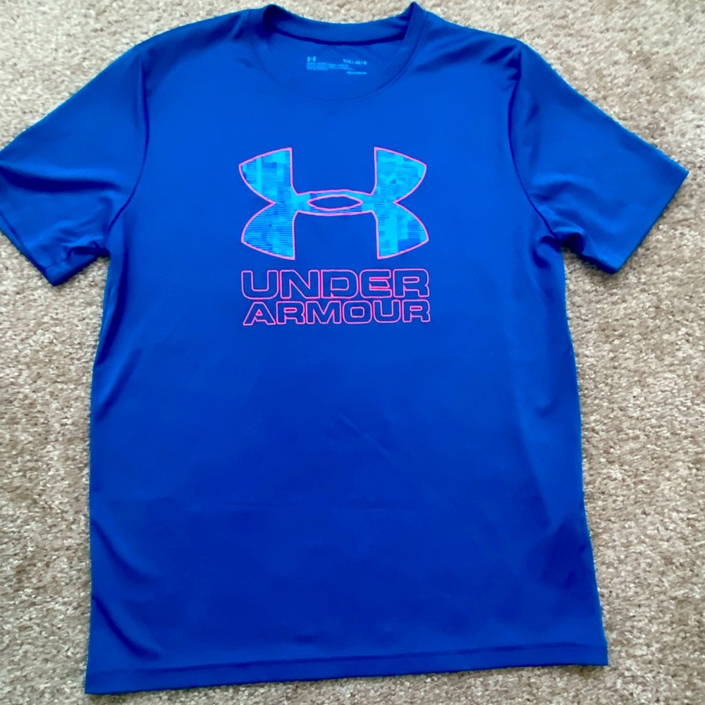 Boys youth L Under Armor heat gear short sleeve shirt